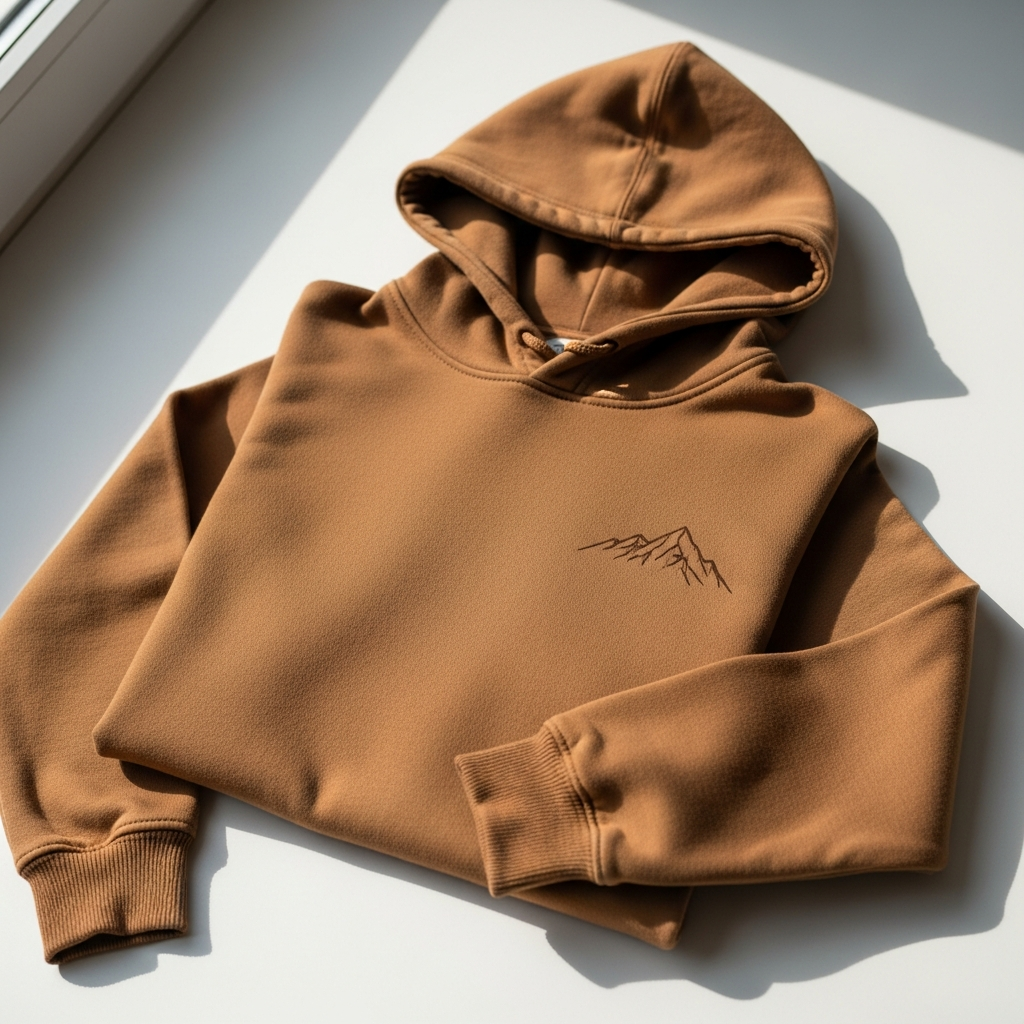 Earth brown hoodie with mountain print